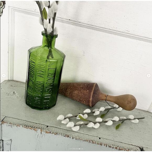 Antique Wood Pestle Masher Kitchen Tool Utensil Gadget Brown Primitive Farmhouse - Picture 7 of 9